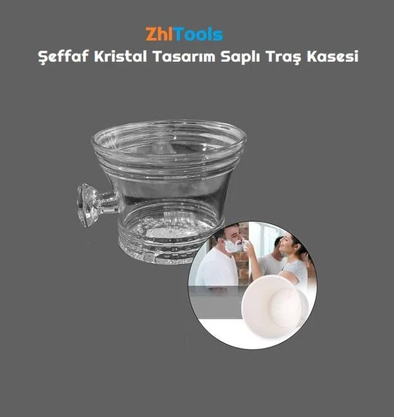 Zhltools Siyah Tasarım Saplı Traş Kasesi - Resim 2