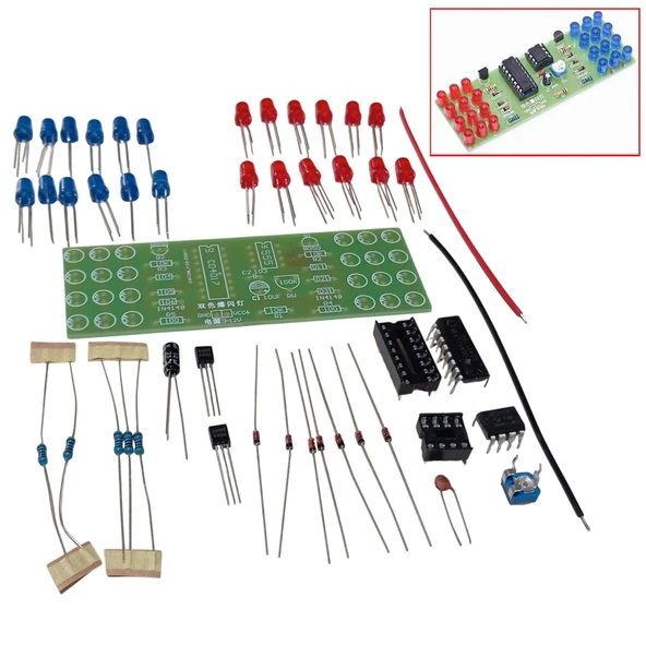 DC 9-12V Yanıp Sönen Polis Işıkları Mavi Kırmızı Led Kendin Yap Hobi Devresi DIY Lehimleme Kiti Demonte(Montesiz) ürün görseli 1