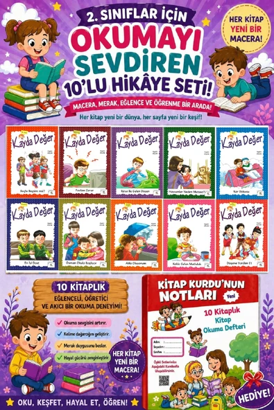 2 .Sınıf Öğrencileri İçin Zevkle Okuyacağı 10 lu Hikaye Seti - 2 (Kitap Okuma Not Defteri Hediyeli) ürün görseli 1