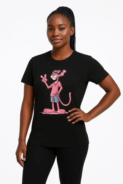 Bisiklet Yaka Kısa Kollu Baskılı T-shirt - Siyah ürün görseli 1