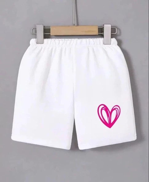 Beli Lastikli Baskılı Mini Şort - Beyaz ürün görseli 1
