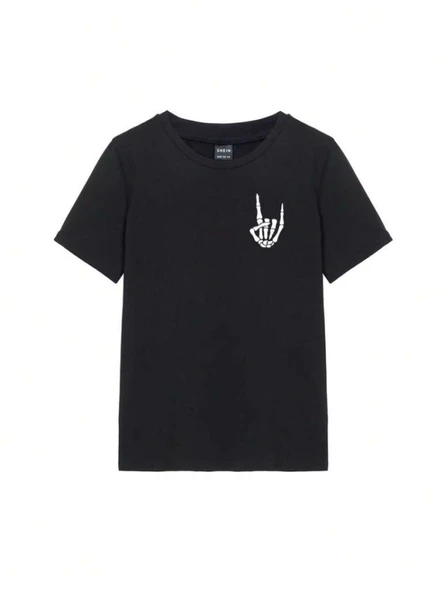 Baskılı T-shirt - Siyah - Resim 2