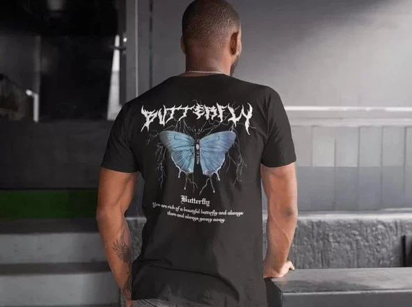 Erkek Bisiklet Yaka Baskılı Oversize T-Shirt - Siyah ürün görseli 1