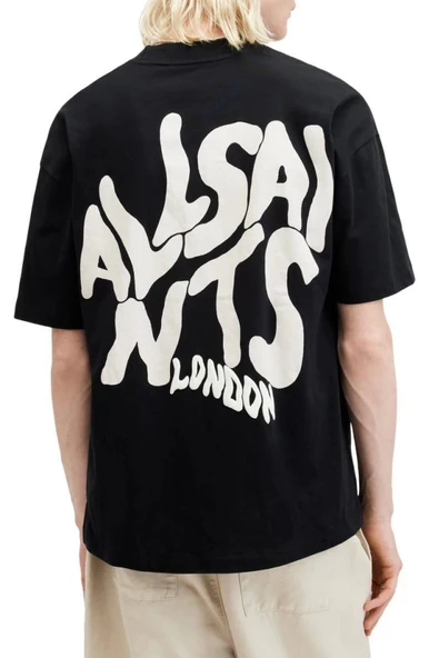 Erkek Baskılı Oversize T-shirt - Siyah - Resim 2