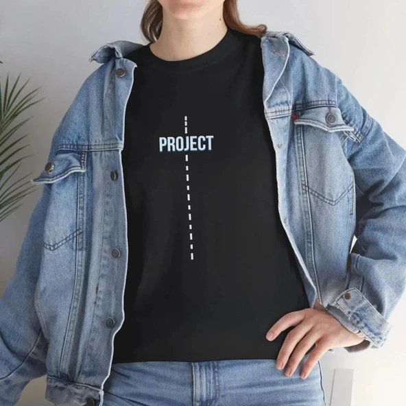 Unisex Bisiklet Yaka Baskılı T-Shirt - Siyah ürün görseli 1