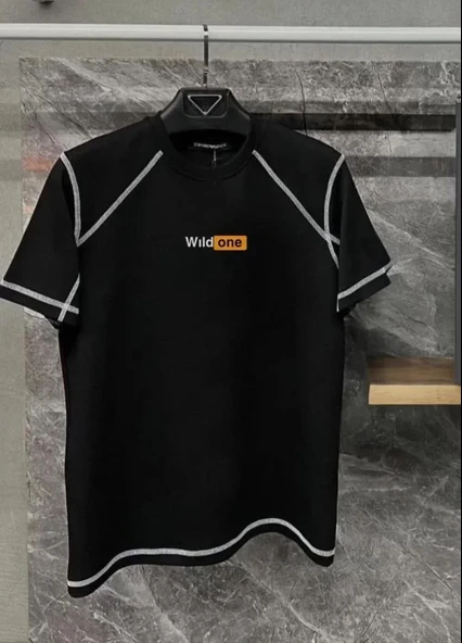 Unisex Dikişli Baskılı Oversize T-Shirt - Siyah ürün görseli 1