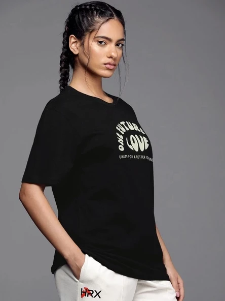 Baskılı Oversize T-shirt - Siyah - Resim 2