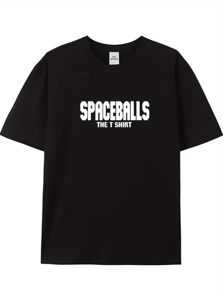 Baskılı Oversize Bisiklet Yaka T-shirt - Siyah ürün görseli 1