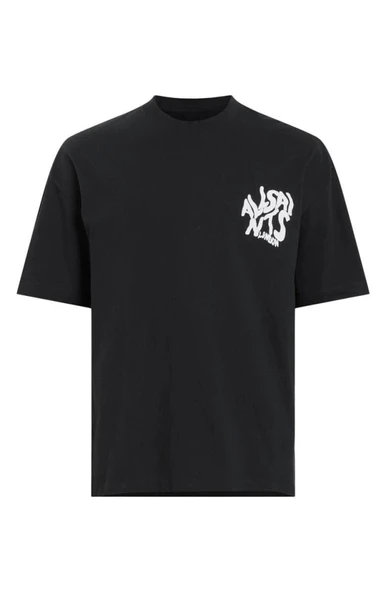 Erkek Baskılı Oversize T-shirt - Siyah - Resim 3