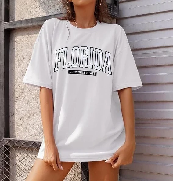 Bisiklet Yaka Baskılı T-shirt - Beyaz - Resim 3