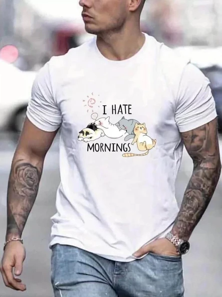 Unisex Baskılı Oversize T-Shirt - Beyaz ürün görseli 1