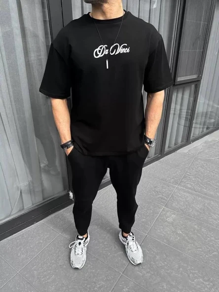 Unisex Baskılı Oversize T-Shirt - Siyah ürün görseli 1