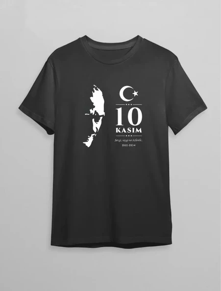 10 Kasım Atatürk Baskılı T-shirt - Siyah ürün görseli 1