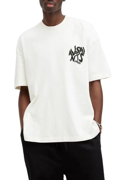 Erkek Baskılı Oversize T-shirt - Beyaz ürün görseli 1