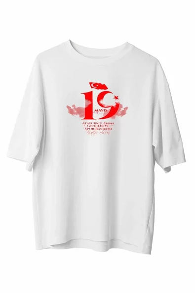 19 Mayıs Unisex Baskılı T-shirt - Beyaz ürün görseli 1