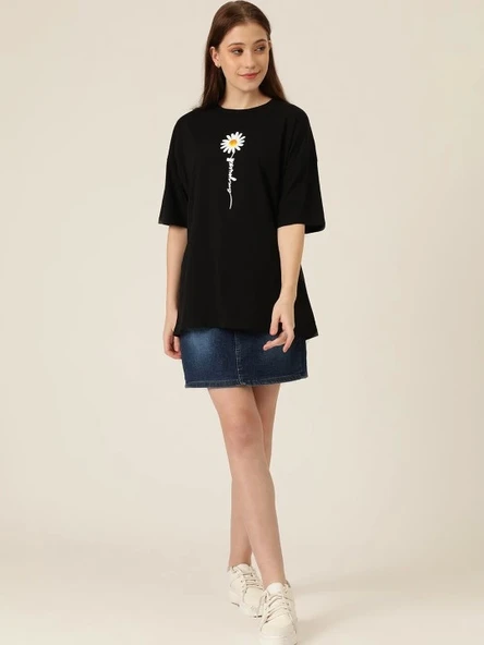 Baskılı T-shirt - Siyah ürün görseli 1