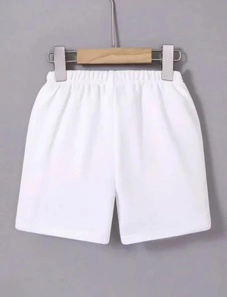 Beli Lastikli Baskılı Mini Şort - Beyaz - Resim 2