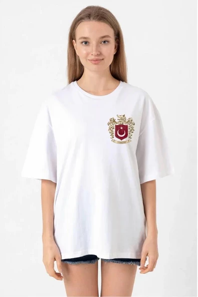 Türk Arma Baskı T-shirt- Beyaz ürün görseli 1