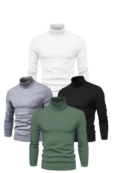 4 Adet Unisex Kaşkorse Boğazlı Full Likralı Fitilli Body Kazak ürün görseli 1