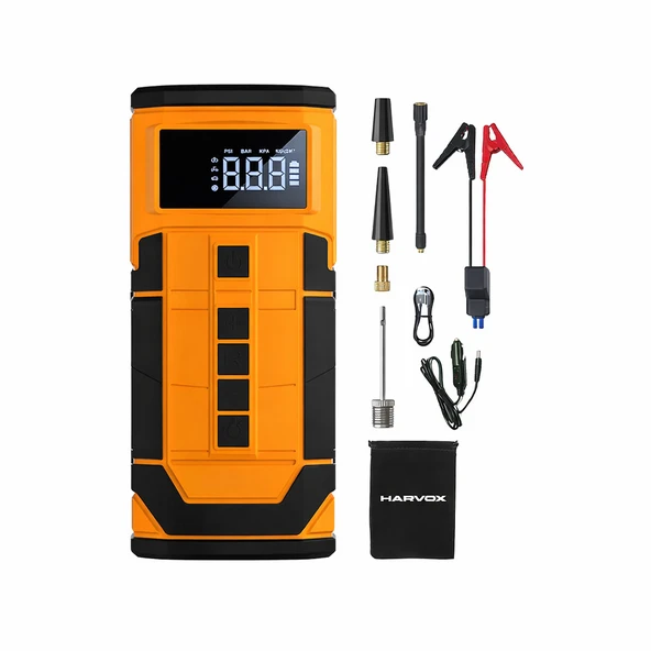 Harvox Hxac-003 10.000 Mah Akü Takviyeli Hava Kompresörü Şarjlı Digital Göstergeli Araç Lastik Şişirme 150 PSI ürün görseli 1