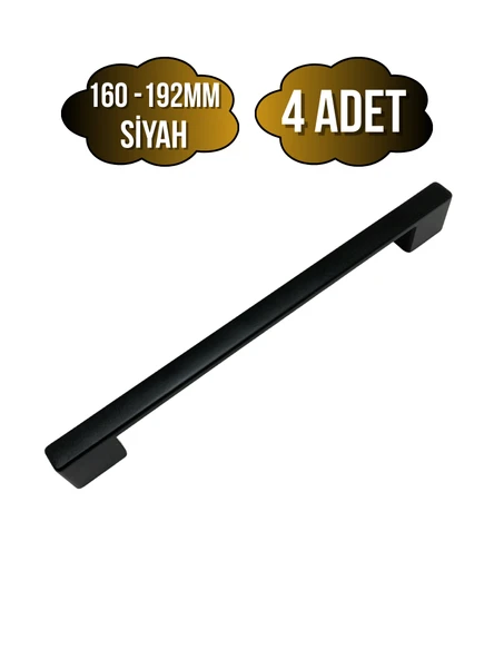 Nobel Köprü Düz Siyah Dolap Kulpu Mobilya ve Mutfak Dolap Kulpu(SİYAH)(160-192MM) Siyah 160-192mm 160-192mm - 4 ADET ürün görseli 1