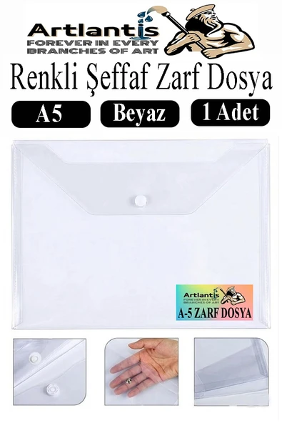 A5 Çıtçıtlı Dosya Şeffaf Renkli Zarf Dosya 1 Adet 17x22 cm Çıt Çıtlı Dosya Su Geçirmez 50 Yaprak Kapasiteli ürün görseli 1