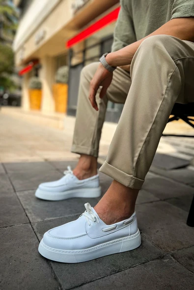 Erkek Beyaz Bağcıklı Loafer Ayakkabı - 419 - CBT Torrini ürün görseli 1