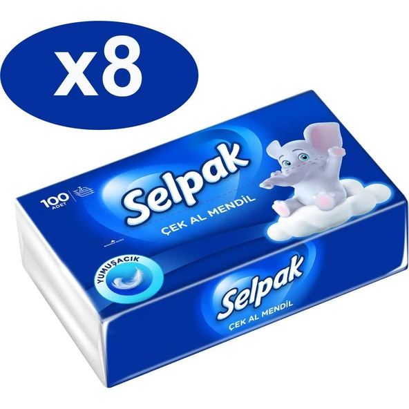 Selpak Çek Al Mendil 100 Adet x 8 Li Set ürün görseli 1