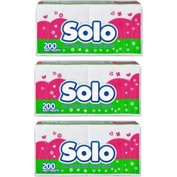 Solo Peçete 200 Yaprak x 3 Paket ürün görseli 1