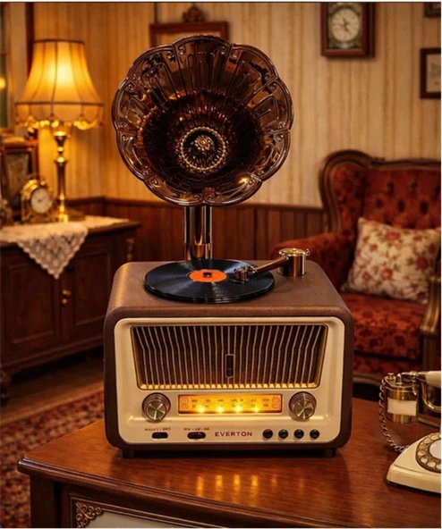 Everton Rt-608  Bluetooth Fm-Usb-Tf-Aux  Şarjlı Nostaljik Radyo ürün görseli 1