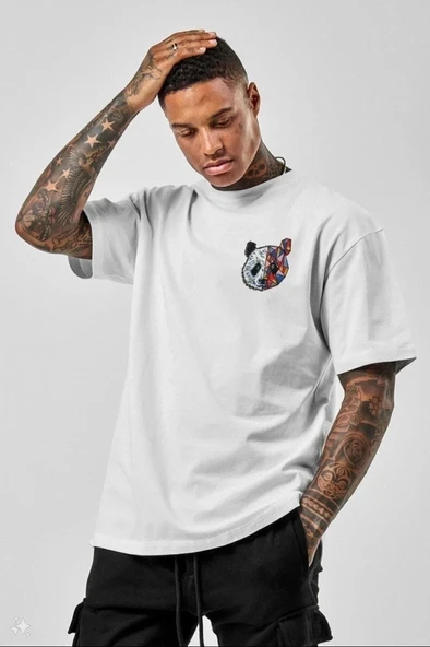Erkek Baskılı T-Shirt Kısa Kol Bisiklet Yaka Regular Fit Rahat Kalıp Tişört -  Beyaz P250726S4213 ürün görseli 1