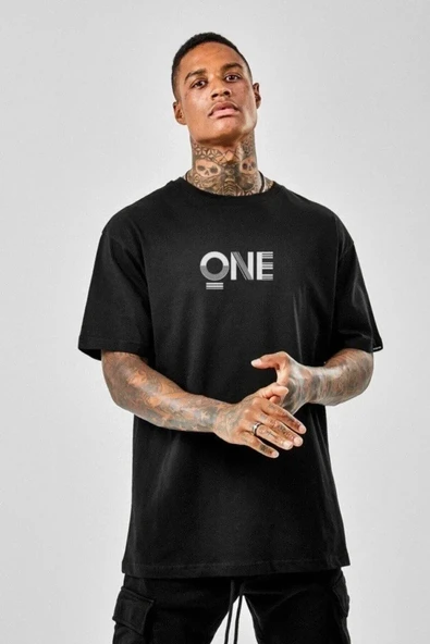 Erkek Baskılı T-Shirt Kısa Kol Bisiklet Yaka Regular Fit Rahat Kalıp Tişört -  Siyah P250727S8971 ürün görseli 1