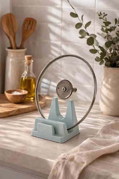 Tencere Kapak Standı Kesme Tahtası Tava Kapağı Bıçak Tutucu Kaşık Kepçe Altlığı Mutfak Düzenleyici ürün görseli 1