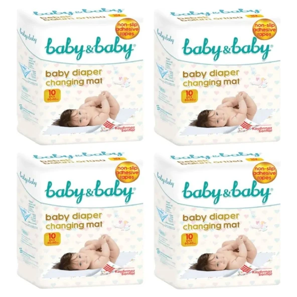 Baby&Baby Kaydırmaz Bantlı Bebek Bakım Örtüsü 60X60CM 10'lu x 4 Adet ürün görseli 1