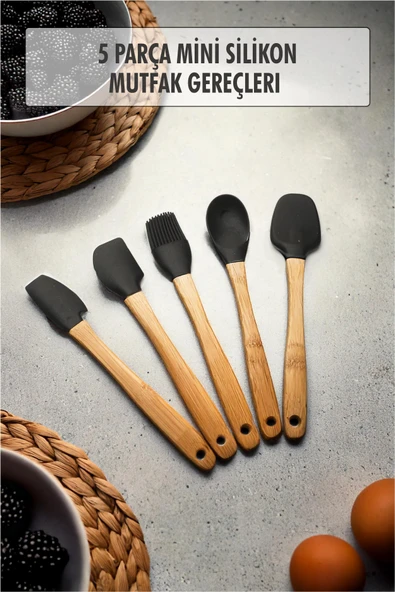 5 Parça Bambu Saplı Mini Supatula Seti ürün görseli 1