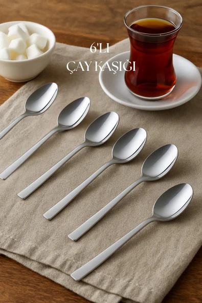 Paslanmaz Çelik 6 lı Çay Kaşığı Seti ürün görseli 1