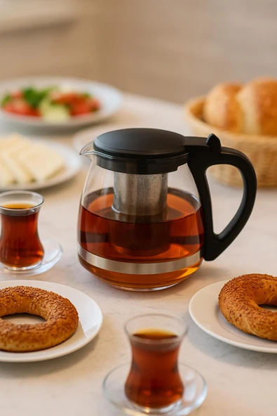 Cam Demlik 700 ml Siyah Kapaklı ürün görseli 1