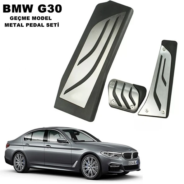 BMW 5 Serisi G30 M Sport 20i 2017-2023 Uyumlu Geçme Otomatik Pedal Seti Orijinal Siyah Krom ürün görseli 1