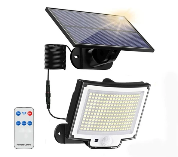 EtaShop 228 LED Güneş Enerjili Sensörlü Dış Mekan Lamba Uzaktan Kumandalı IP65 Projektör Bahçem Garaj Güvenlik Aydınlatm ürün görseli 1