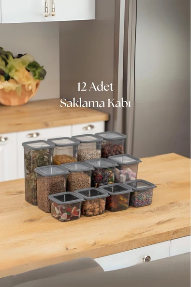 12'li 3 Boy Kavanoz Seti & Saklama Kabı & Erzak Kabı 6x650/1300/1900 Ml (40 Lı Etiket Hediyeli) ürün görseli 1