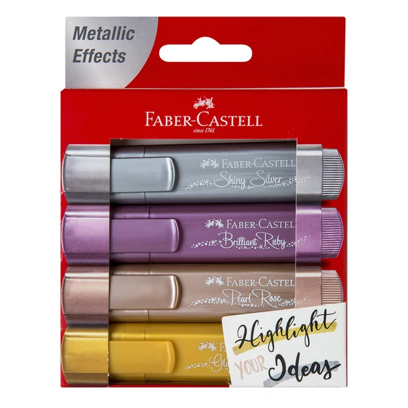 Faber Castell 4'lü Metalik Fosforlu Kalem ürün görseli 1
