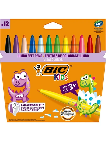 BIC Kids Visa Color XL Yıkanabilir Keçeli Boya Kalemi 12 Renk ürün görseli 1