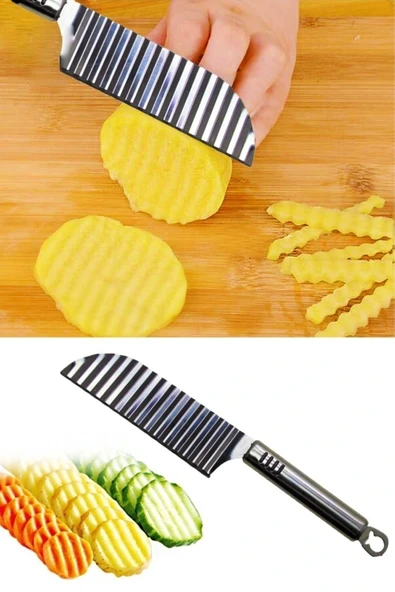 Tırtıklı Patates Kesme Bıçağı - Şekilli Sebze Ve Meyve Dilimleyici ürün görseli 1