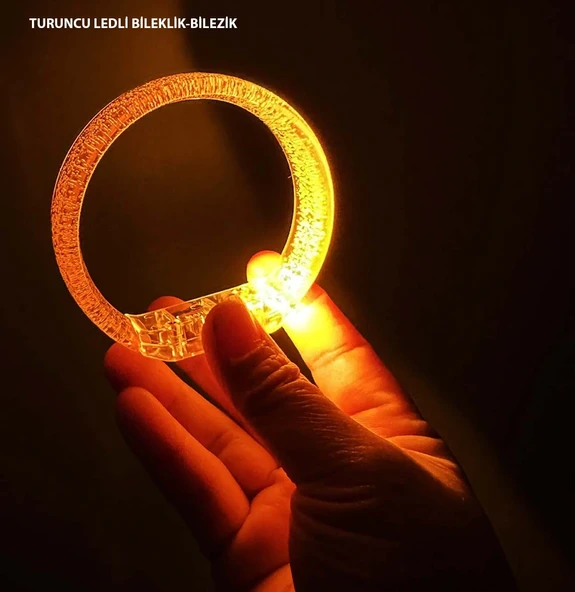 Turuncu Led Işıklı Baskı Yapılabilen Pilli Bileklik Bilezik 1,5 Cm Genişlik ürün görseli 1