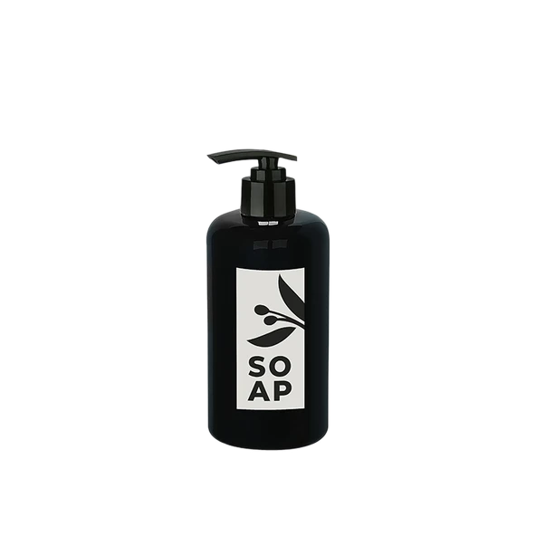 Sıvı Sabunluk Yuvarlak Plastik Pompalı 500 Ml - Siyah ürün görseli 1