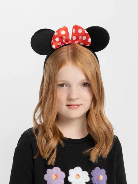 Kırmızı Fiyonklu Minnie Mouse Taç Fare Tacı Kafa Bandı ürün görseli 1