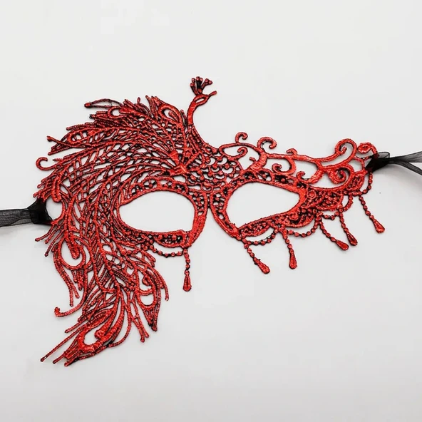 Kırmızı Dantel Masquerade Maskesi 4 No ürün görseli 1