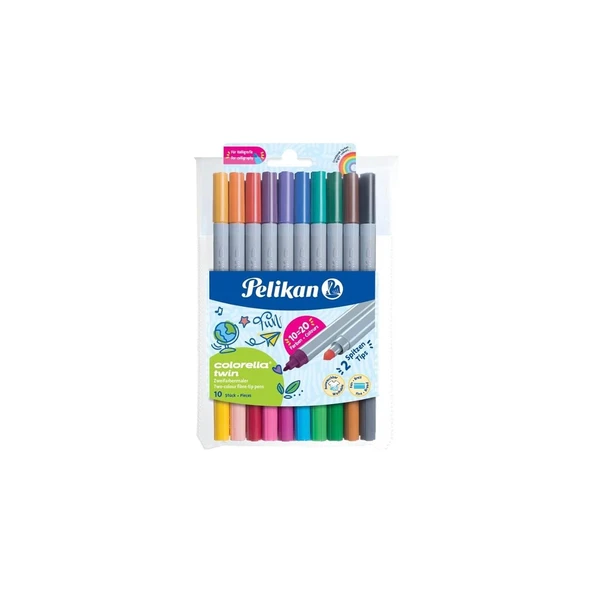 Pelikan Colorella Twin Çift Taraflı Keçeli Kalem 10 Lu ürün görseli 1
