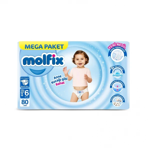 Molfix Mega Paket Bebek Bezi 6 Beden 15+ Kg 80 Adet ürün görseli 1