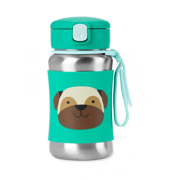Skip Hop Zoo Pipetli Paslanmaz Çelik Suluk 350 Ml Pug ürün görseli 1
